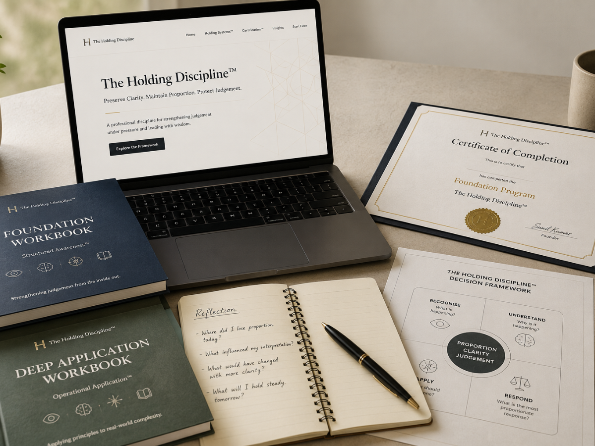Professional Certification, Licensing and Membership pathway within The Holding Discipline™ ecosystem.